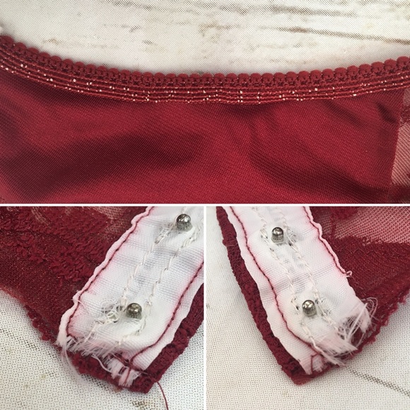 Vintage Lorraine Teddy Sheer Red Lingerie Sexy Babydoll Chemise Nightie Lace Vtg - Picture 5 of 5